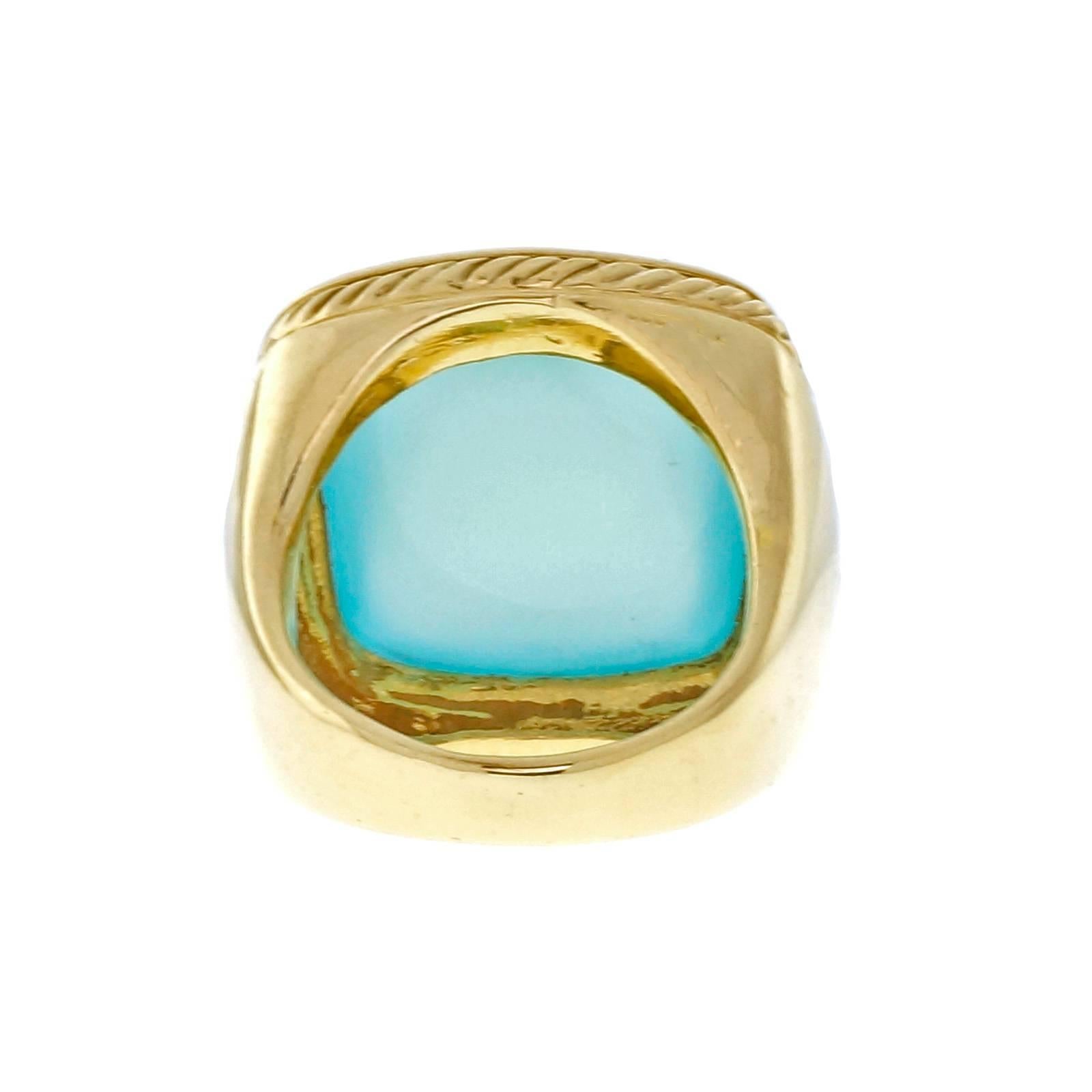 David Yurman Albion Blue Chalcedony Diamond Gold Ring at 1stDibs