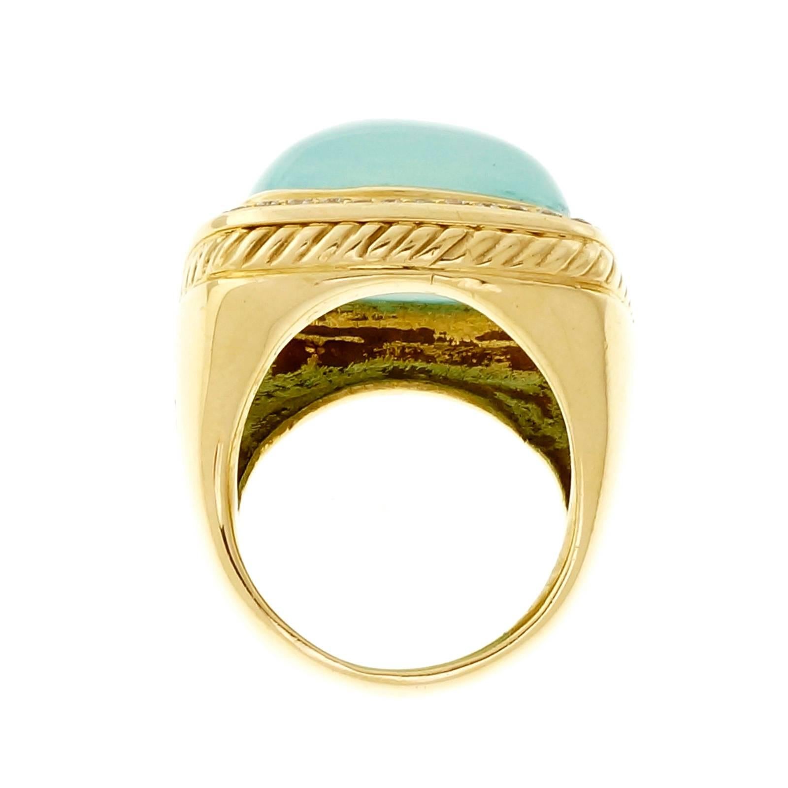 David Yurman Albion Blue Chalcedony Diamond Gold Ring In Good Condition In Stamford, CT