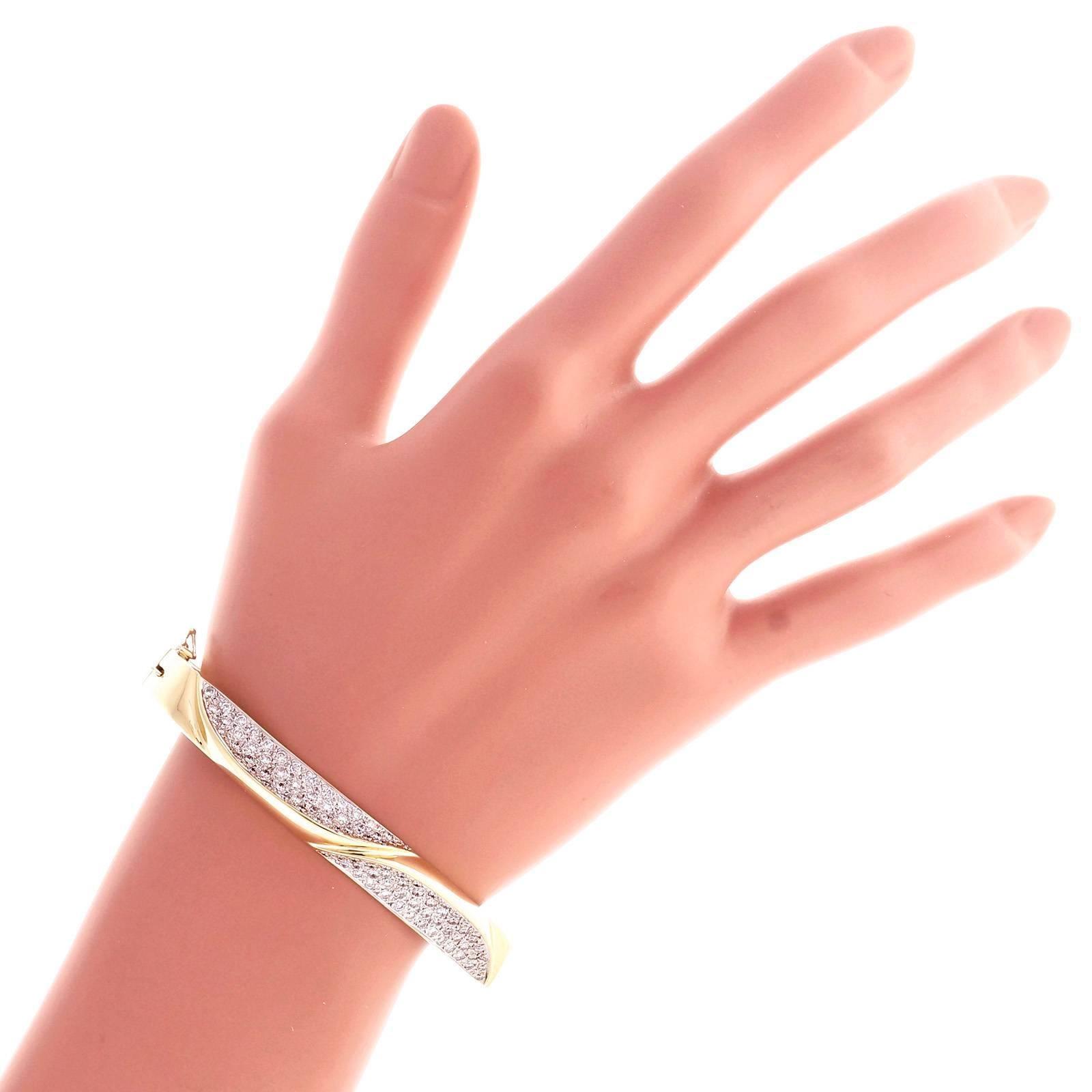 Large Pavé Diamond Gold Bangle Bracelet 1