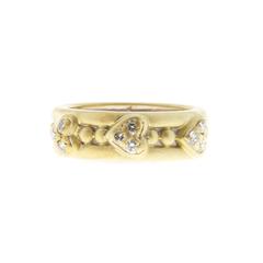Judith Ripka Diamond Gold Three Heart Wedding Band Ring