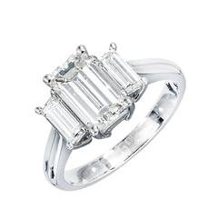 Peter Suchy Diamond Emerald Cut Three Stone Platinum Engagement Ring