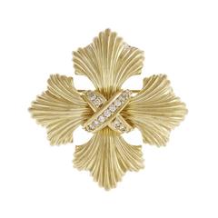 Suna Brothers Diamond Gold Cross Pin Pendant 