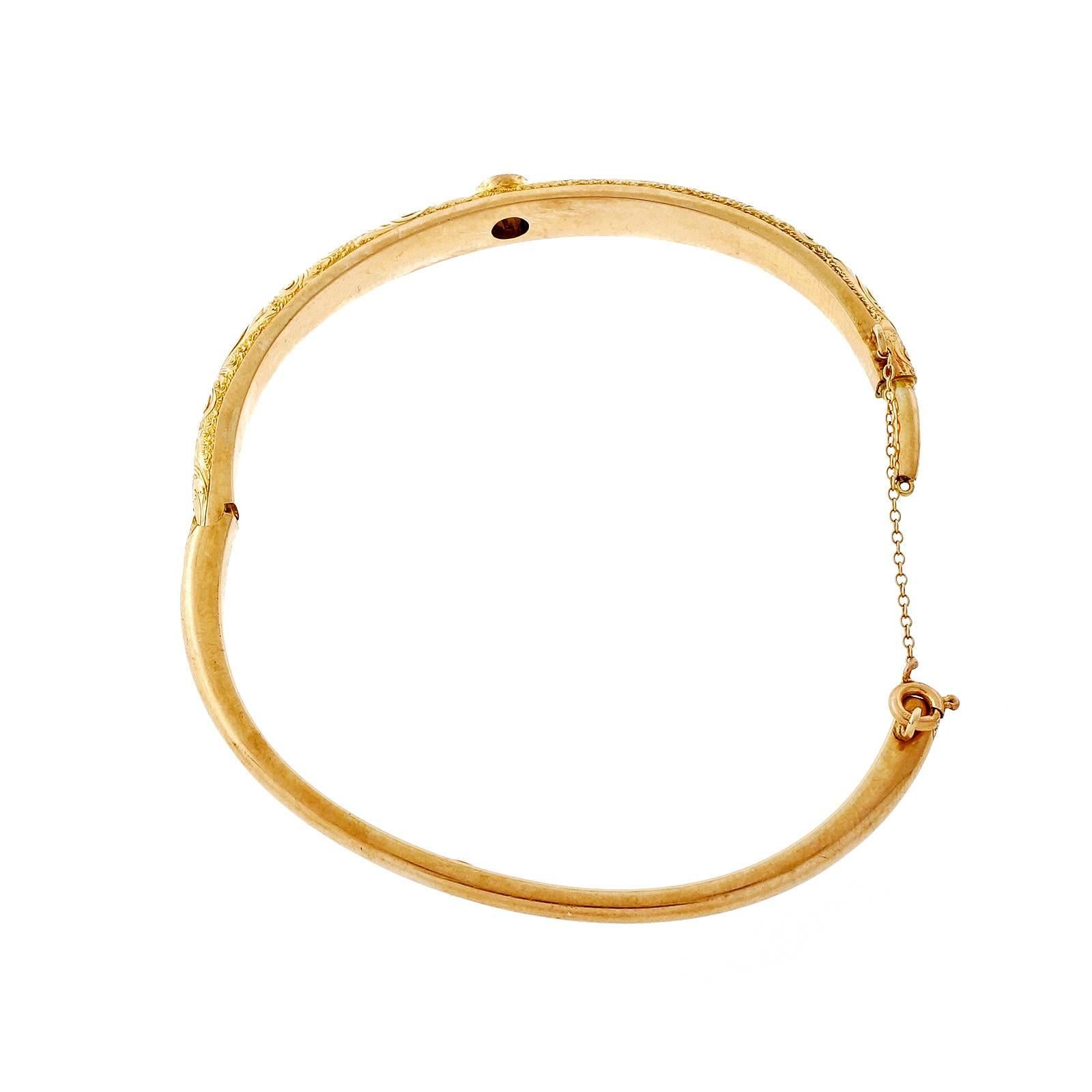 Women's Diamond Engraved Gold Bangle Bracelet