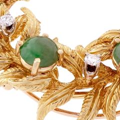 Tiffany & Co. GIA Certified Jadeite Jade Diamond Gold Wreath Brooch Pendant