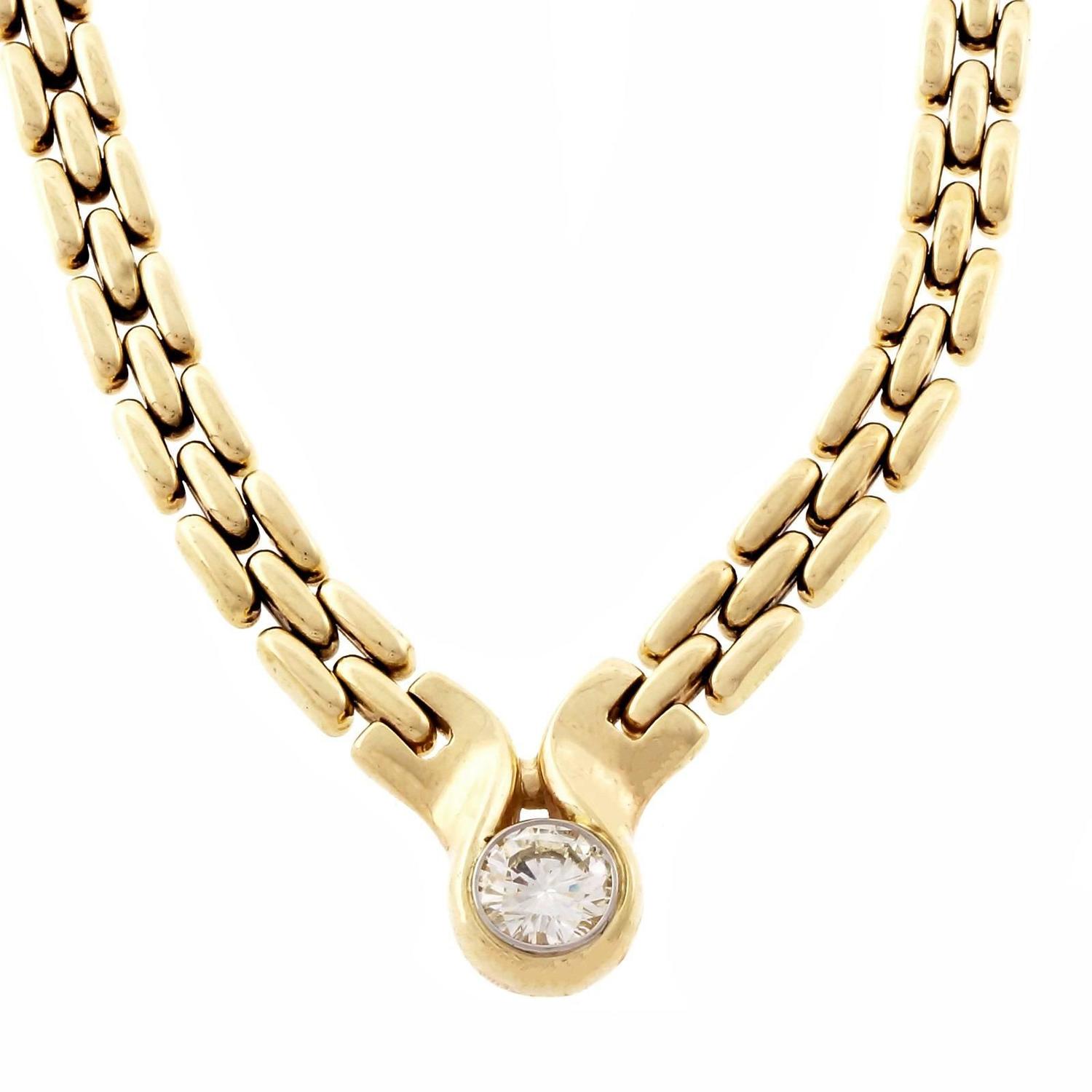 Kurt Gutman Three Row Panther Link Diamond Gold Platinum Necklace For