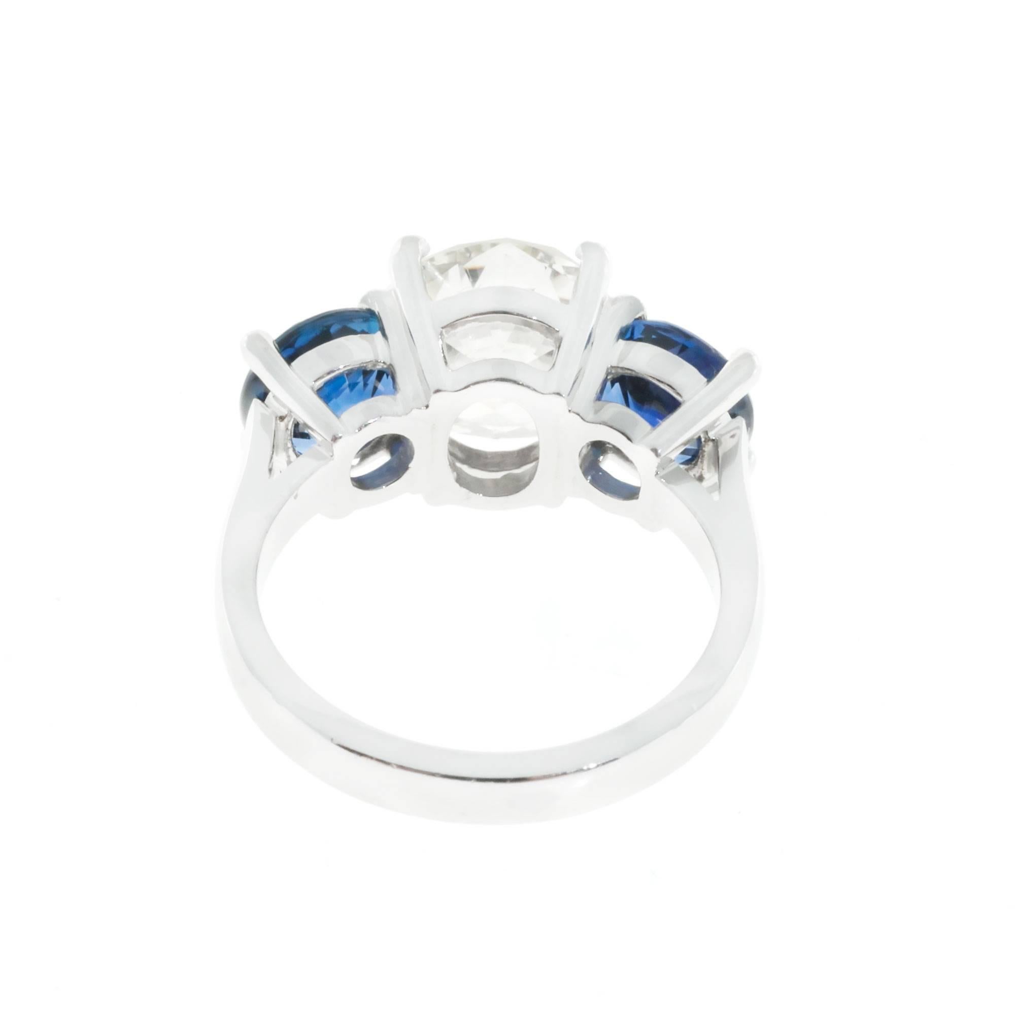 Peter Suchy 7.00 Carat Sapphire Diamond Platinum Three-Stone Engagement Ring 1