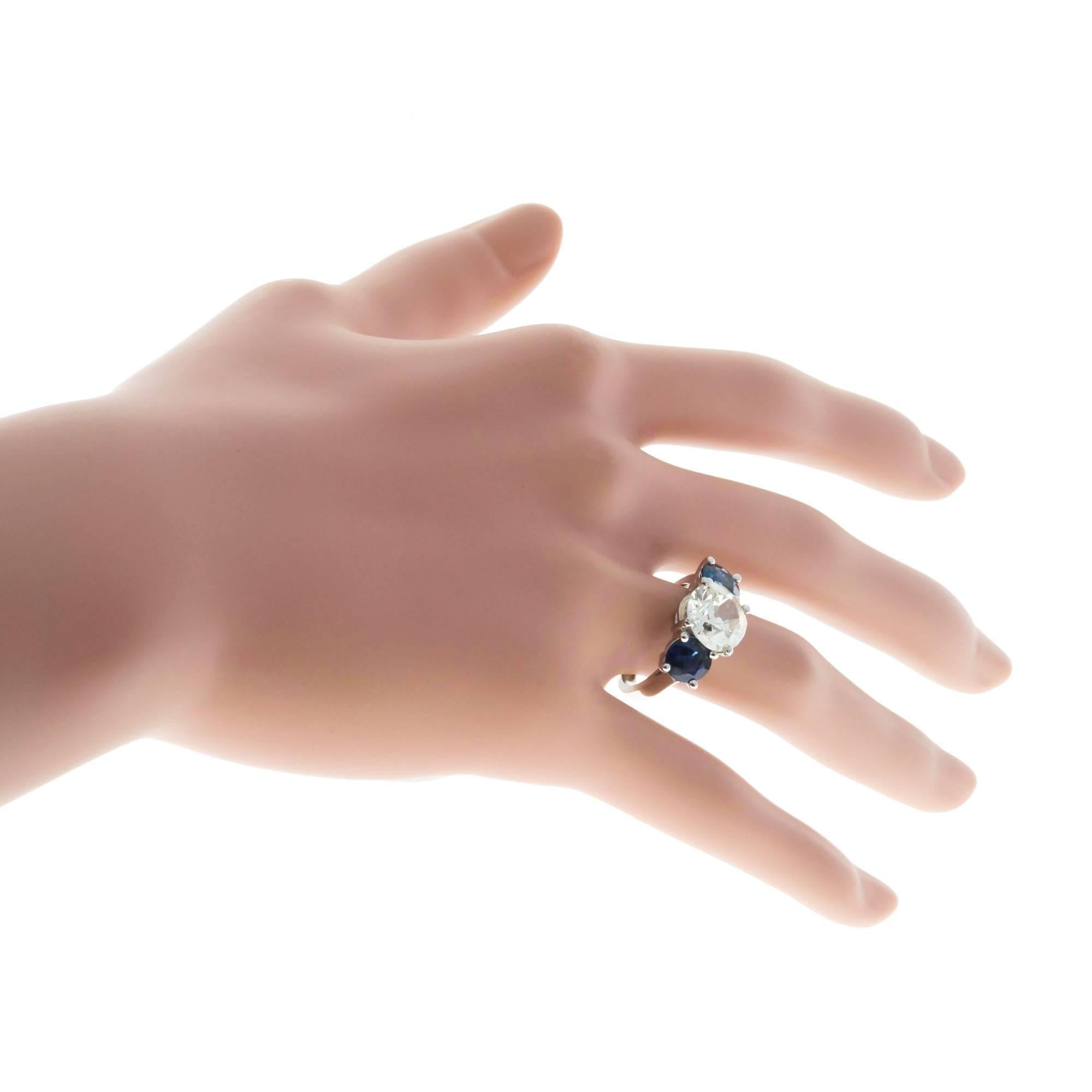 Peter Suchy 7.00 Carat Sapphire Diamond Platinum Three-Stone Engagement Ring 2