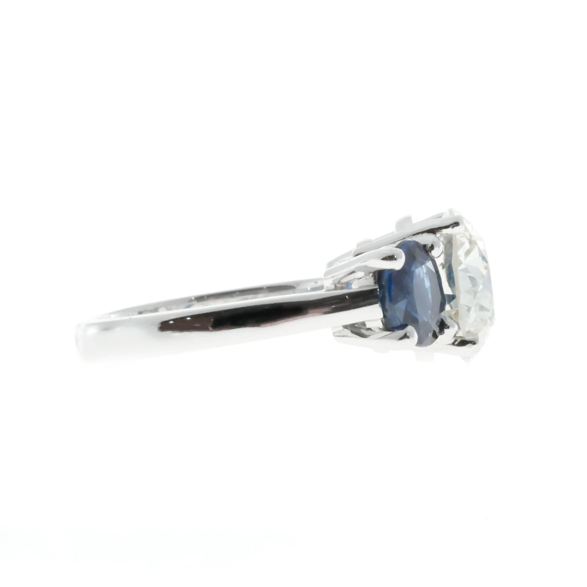 Peter Suchy 7.00 Carat Sapphire Diamond Platinum Three-Stone Engagement Ring In Good Condition In Stamford, CT