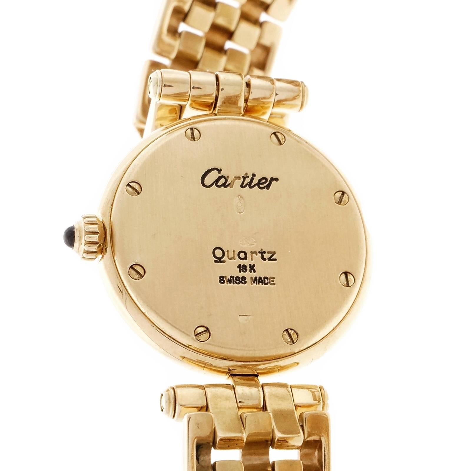 Cartier Ladies Yellow Gold Round Panther Quartz Wristwatch In Good Condition In Stamford, CT