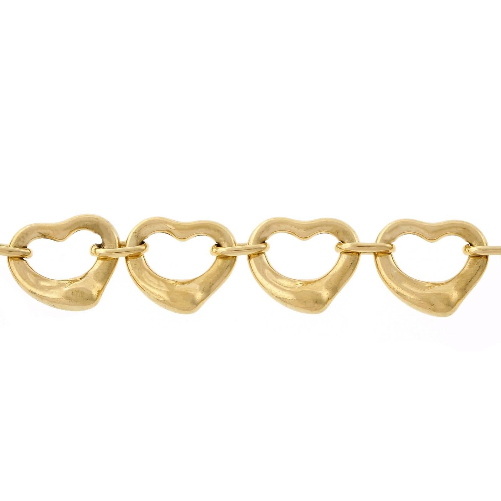Tiffany & Co. Open Heart Toggle Link Gold Bracelet In Good Condition In Stamford, CT