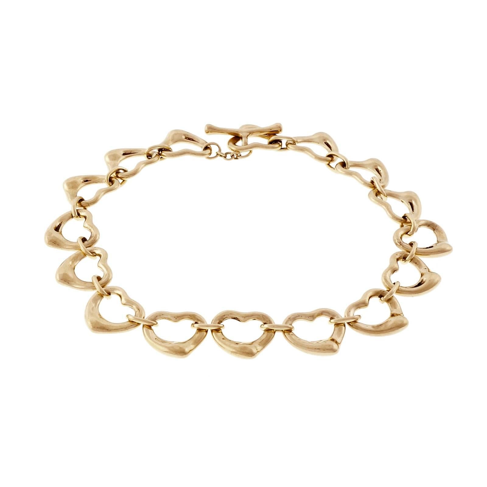 Tiffany & Co. Open Heart Toggle Link Gold Bracelet
