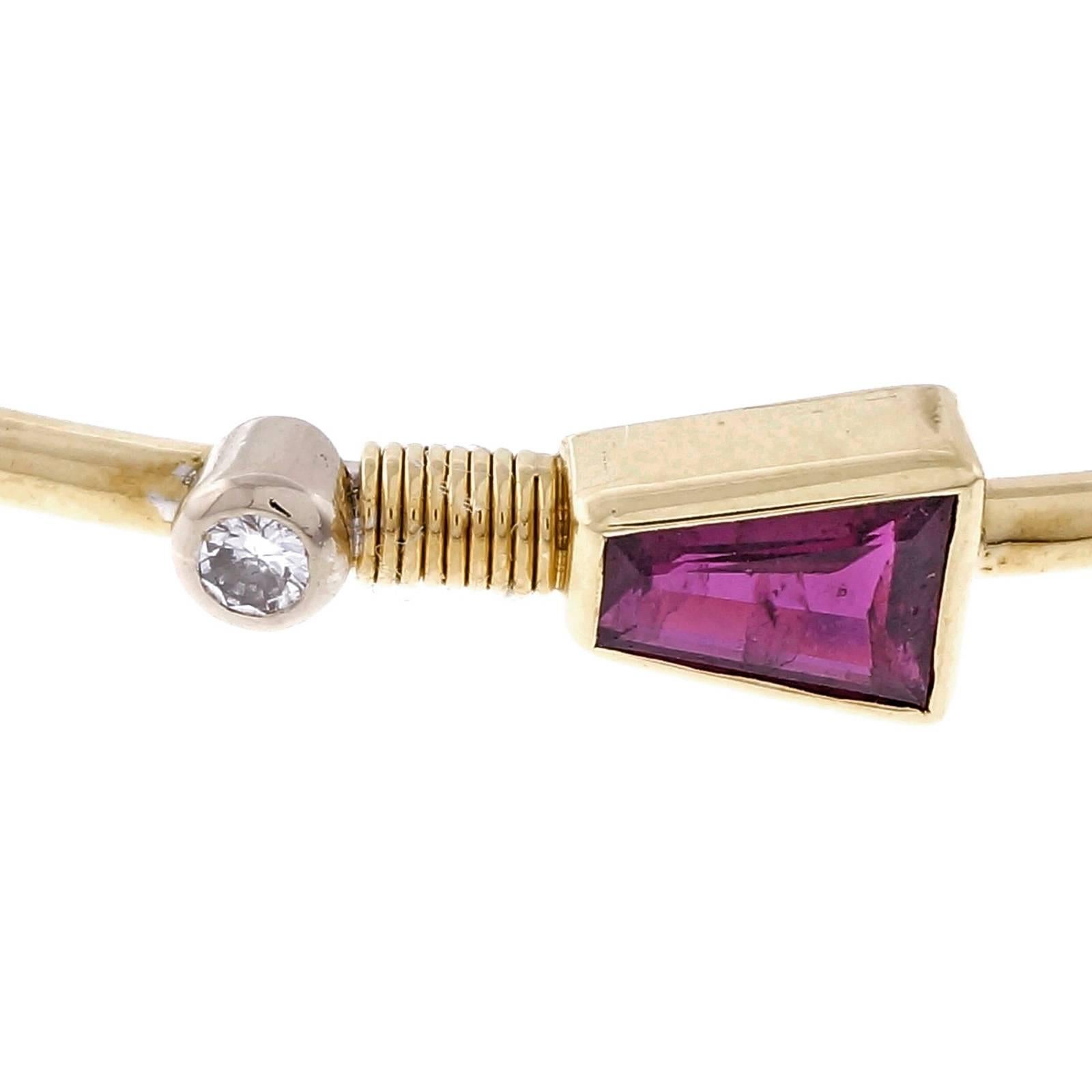 Women's Ruby Diamond Slip Gold Bangle Bracelet