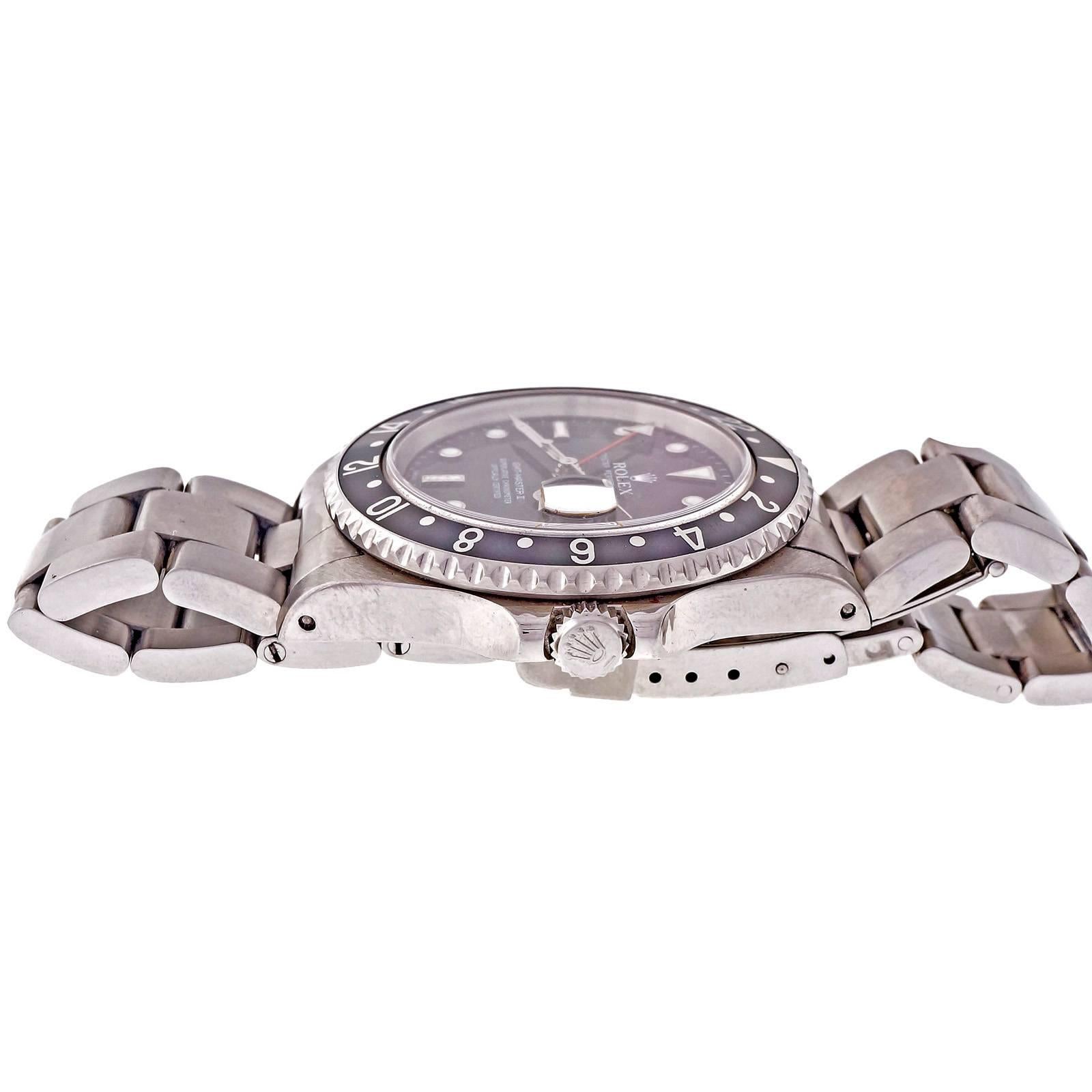 Women's or Men's Rolex Stainless Steel GMT Master II Date Oyster Band Wristwatch Model 16710