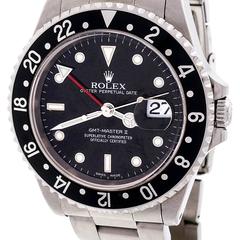 Retro Rolex Stainless Steel GMT Master II Date Oyster Band Wristwatch Model 16710