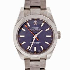 Used Rolex Stainless Steel Milgauss Blue Dial Wristwatch Ref 116400