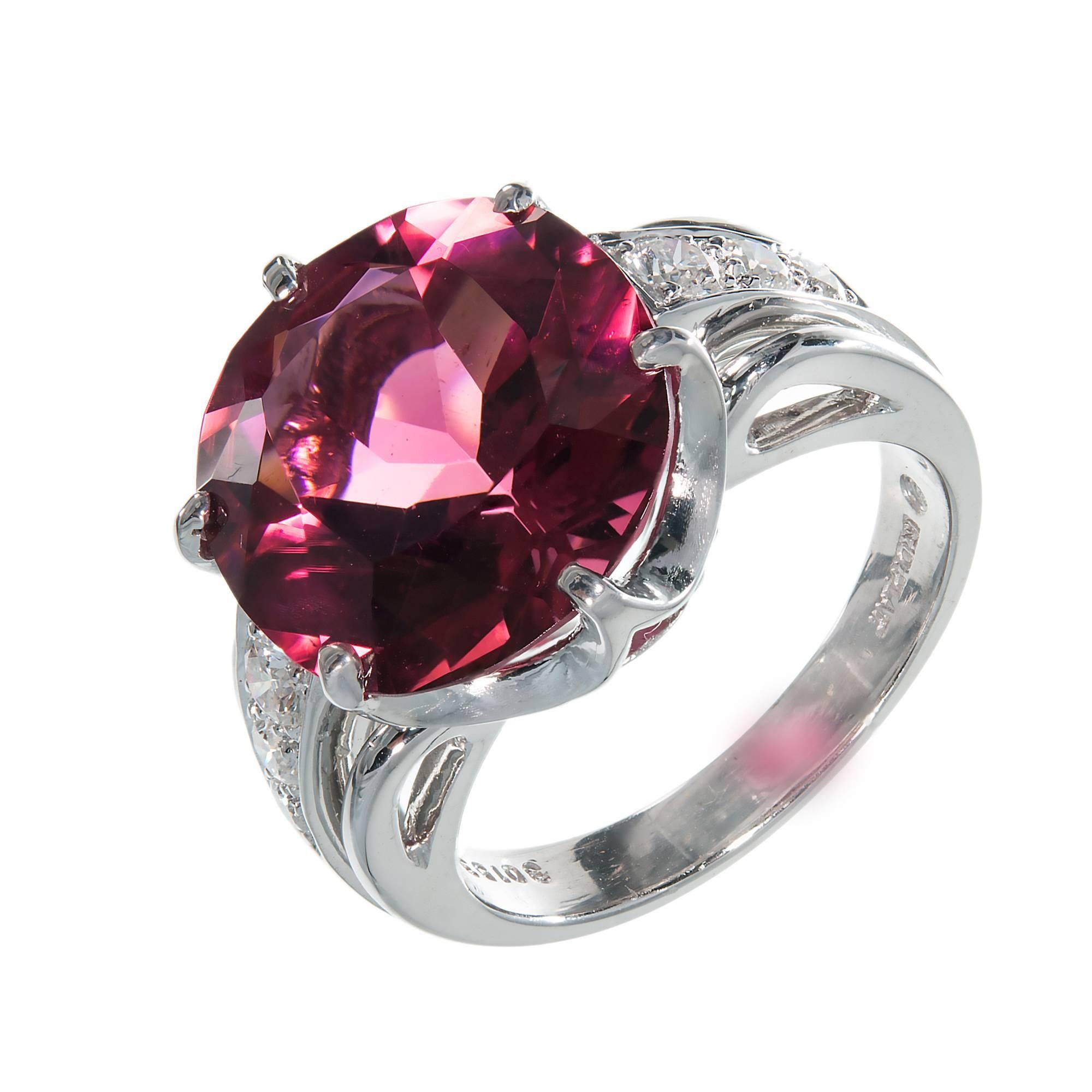 Tiffany Natural 8.59Carat Certified Pink Tourmaline Platinum Ring