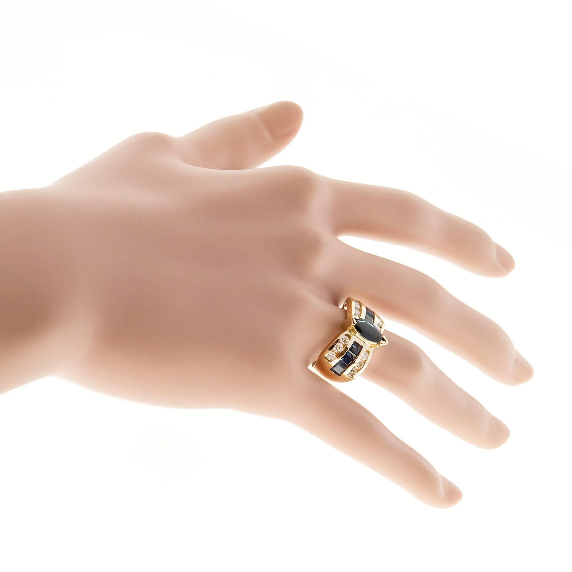 Marquise Sapphire Diamond Gold Ring  1