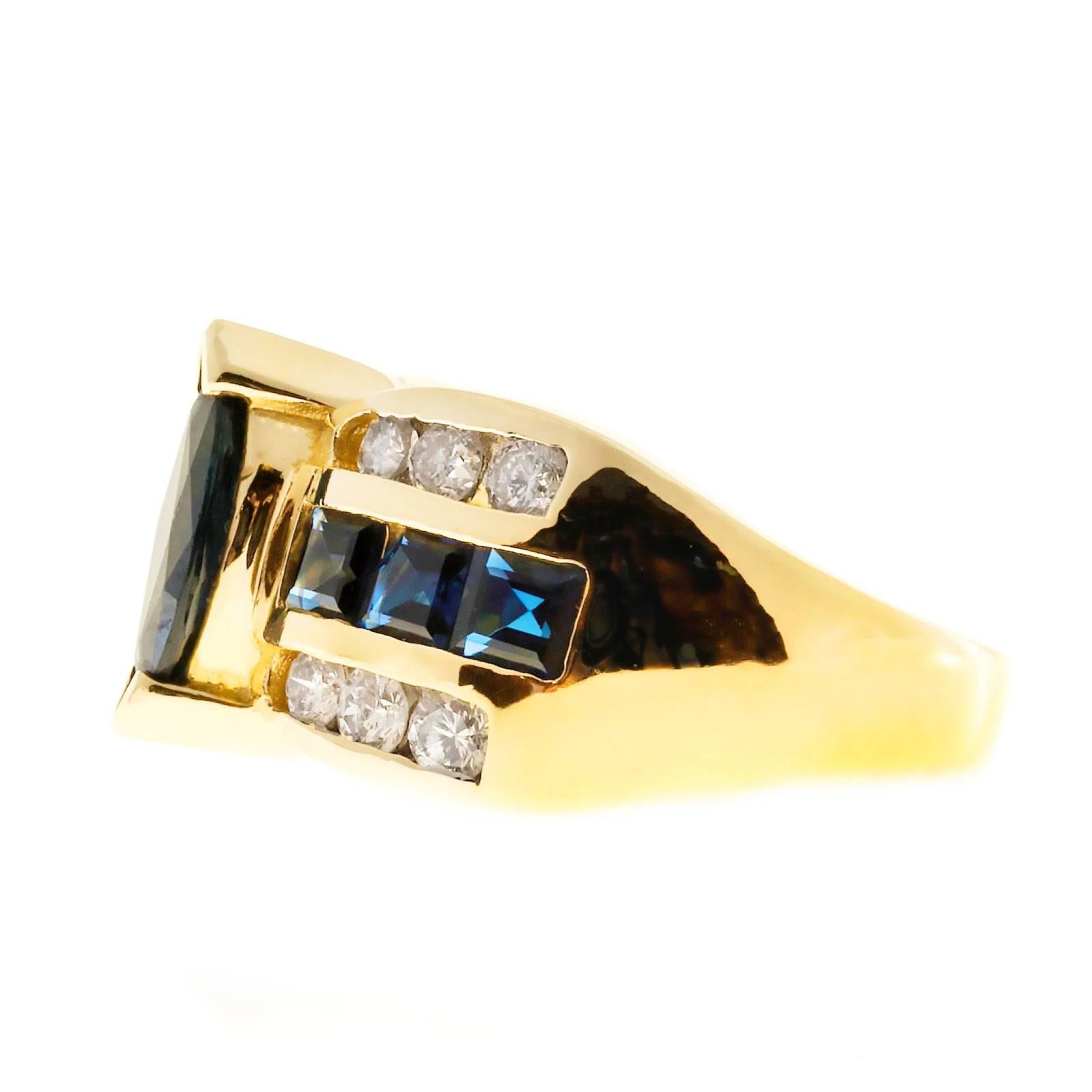 Marquise Cut Marquise Sapphire Diamond Gold Ring 