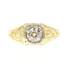 Handmade Men’s Diamond Gold Engraved Ring