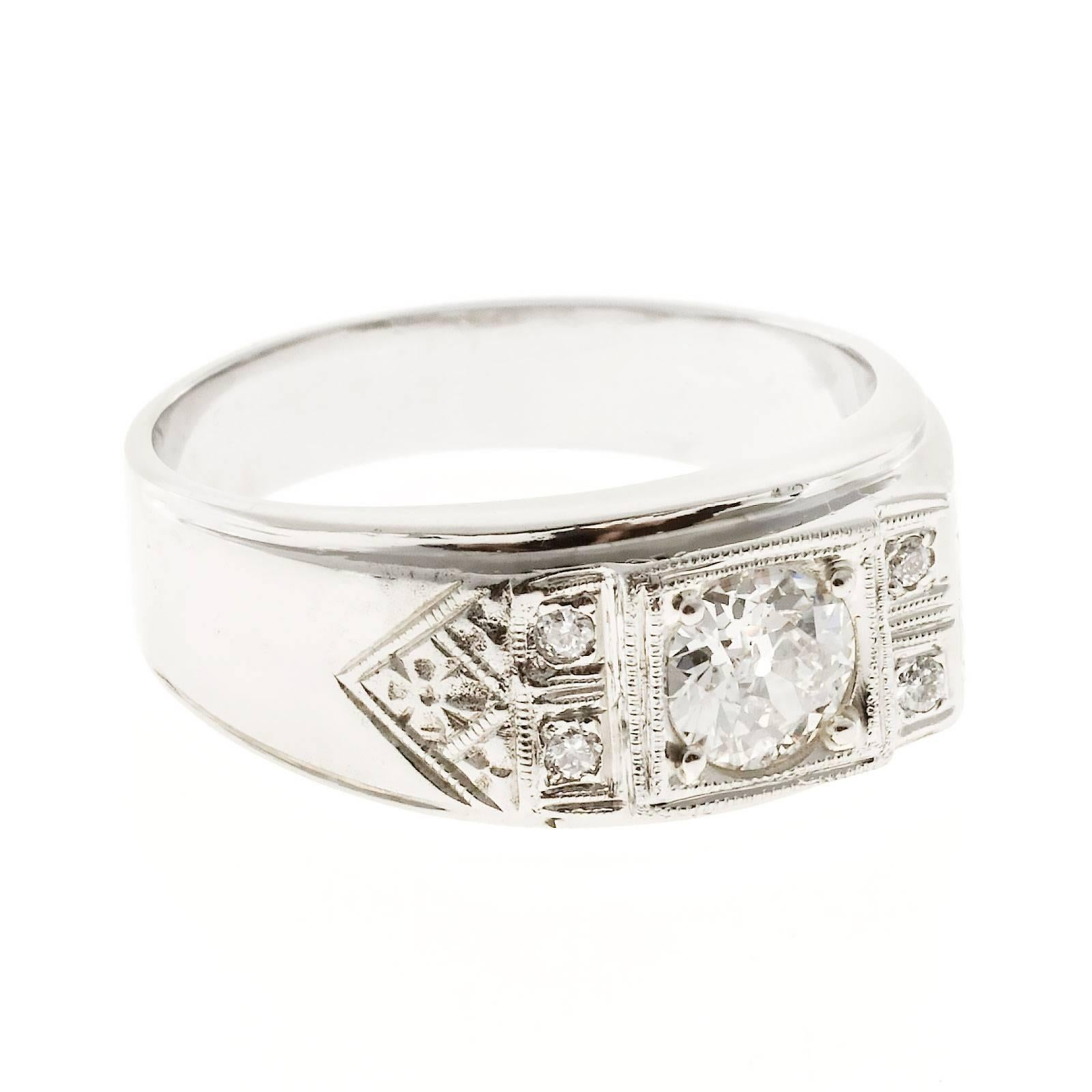 Handgravierter Diamant-Goldring für Männer Herren