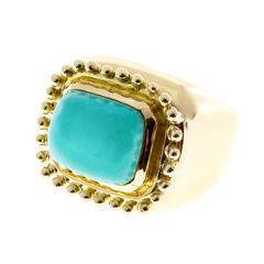 Natural Turquoise Gold Ring 7