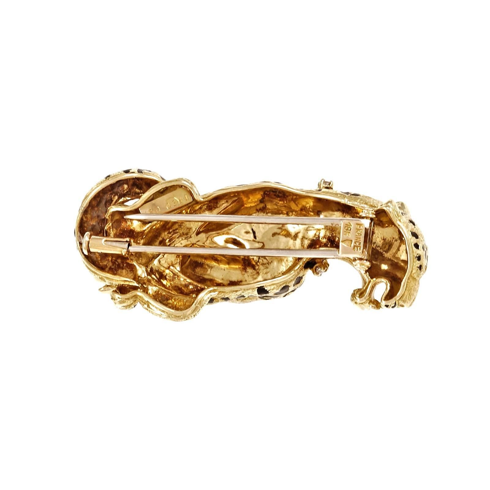 Fred Emerald Diamond Gold Leopard Pin 1