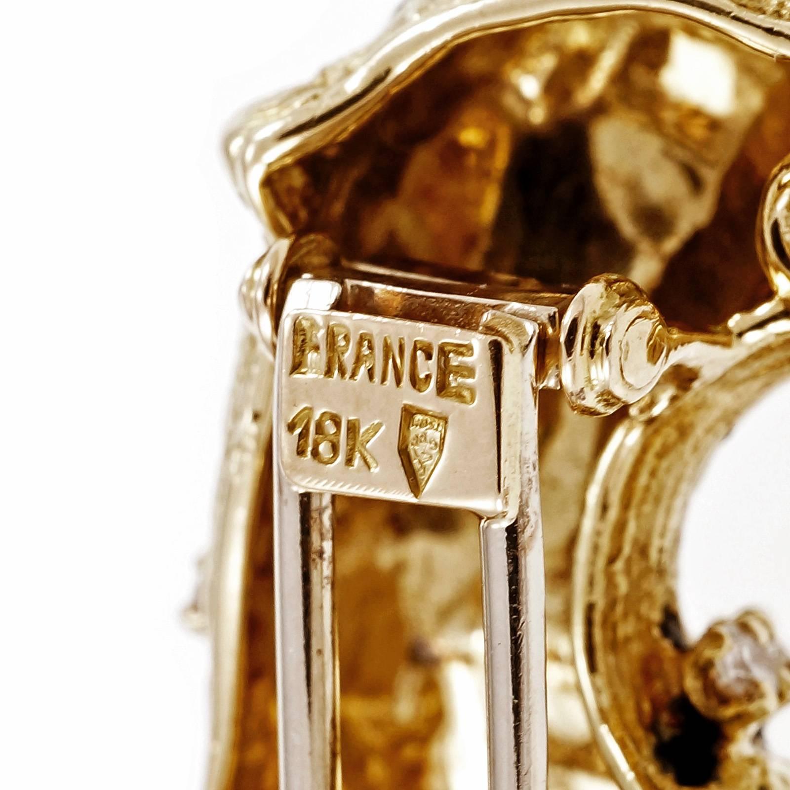Women's Fred Emerald Diamond Gold Leopard Pin