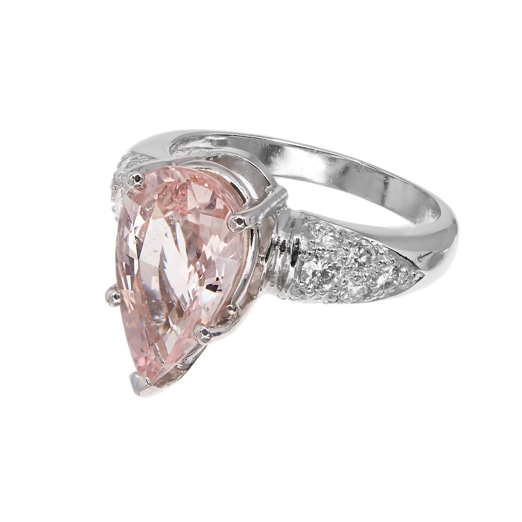 Women's Pink Sapphire Diamond Platinum Engagement Ring