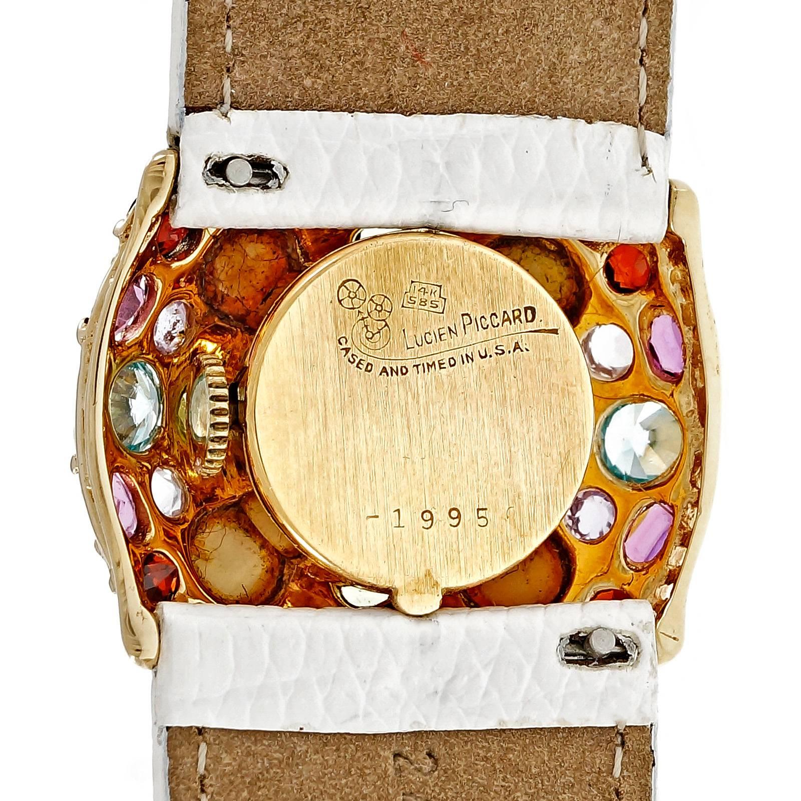 Lucien Piccard Ladies Yellow Gold Gem Set Wristwatch 2