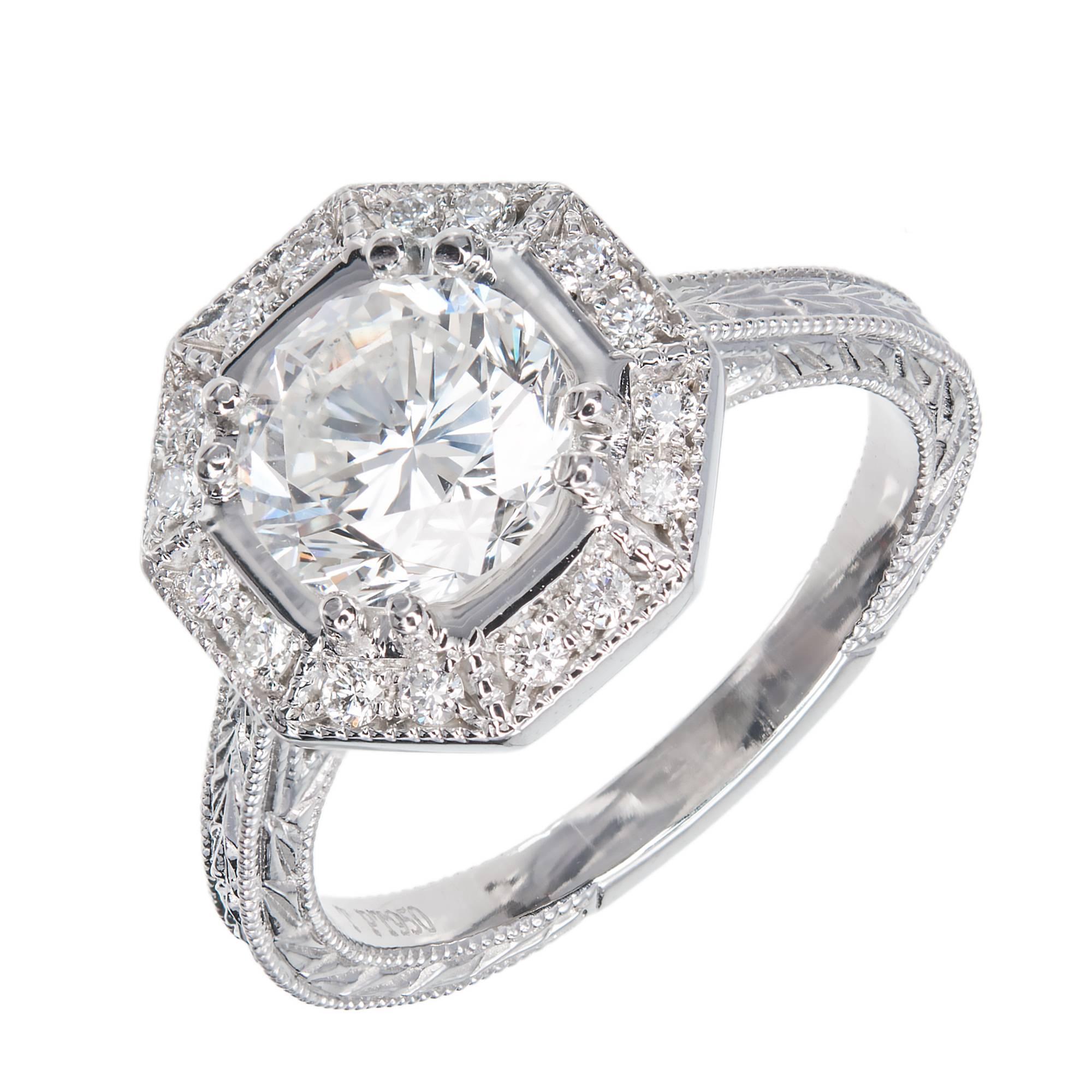 Sapphire and Diamond Triple Halo Engagement Ring at 1stDibs