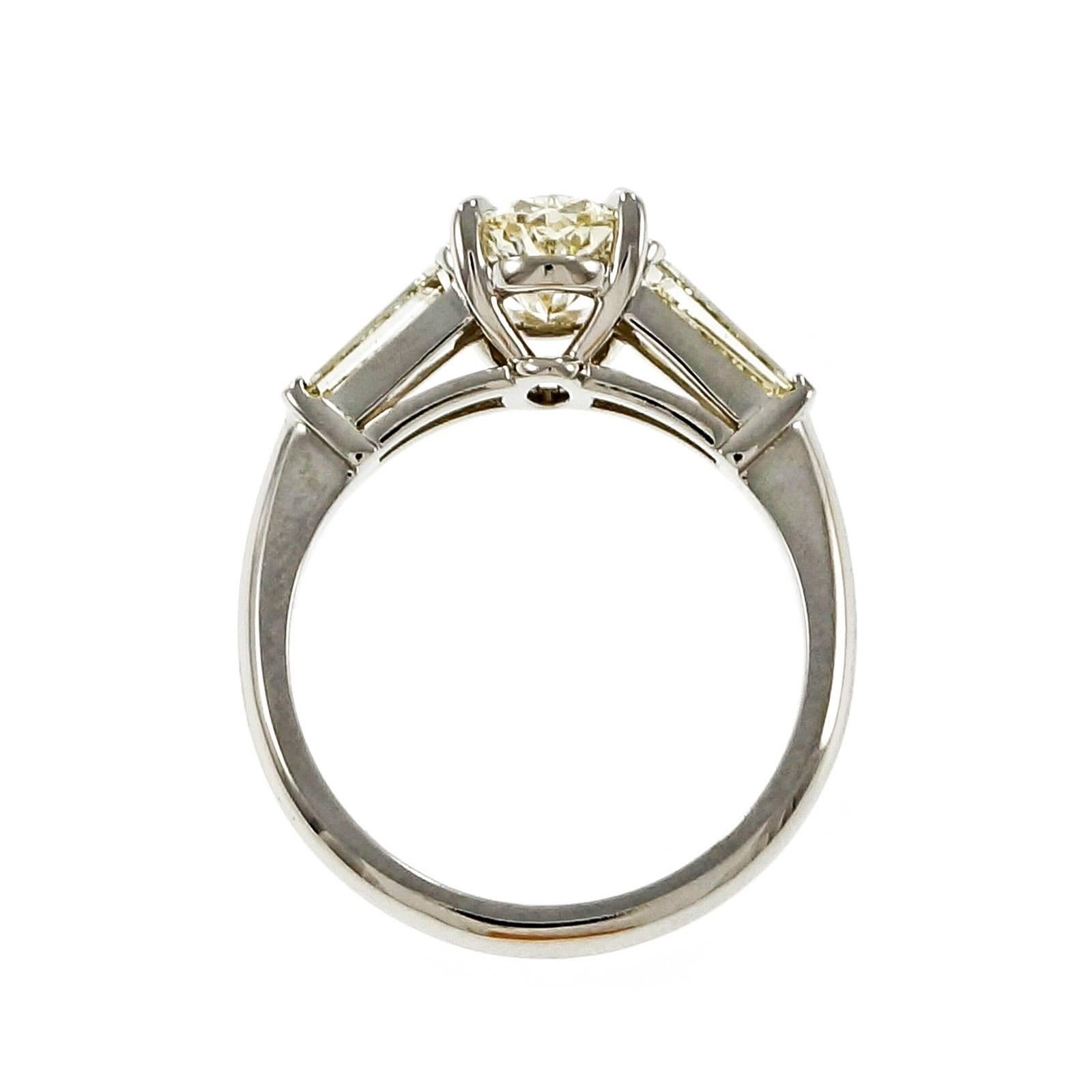 Baguette Cut Peter Suchy Oval Diamond Platinum Engagement Ring 