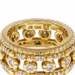 Judith Ripka Diamond Gold Eternity Ring  size 4 1/2