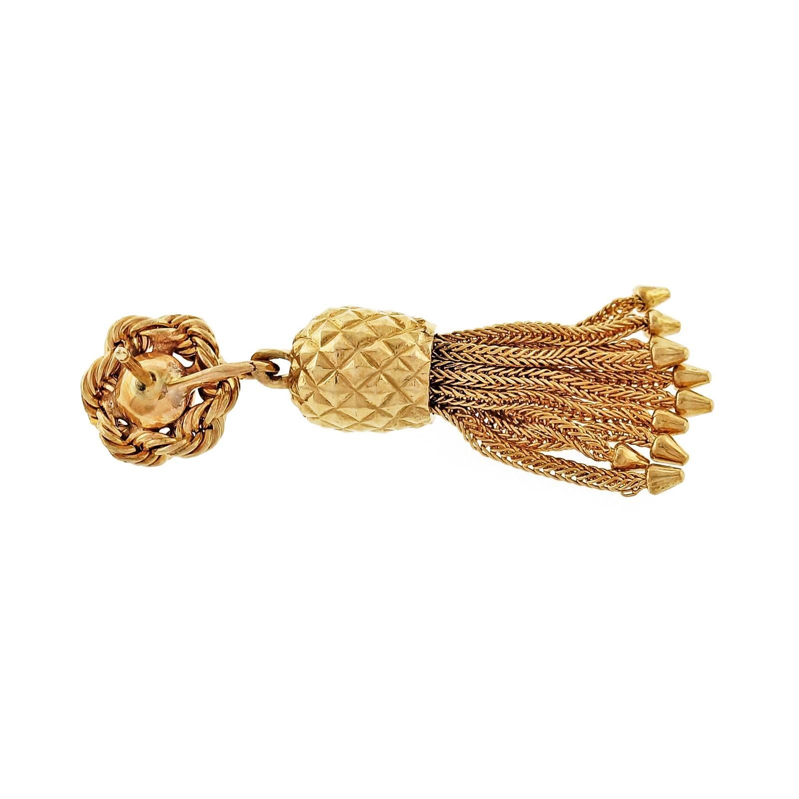 Women's 1950s Gold Rope Tassel Dangle Earrings 