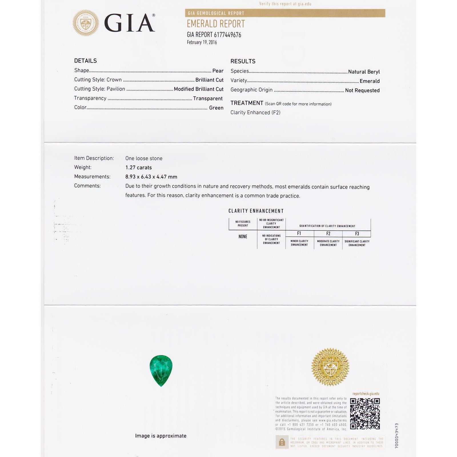 Gia Certified 3.47 Carat Pear Emerald Diamond Platinum Dangle Earrings For Sale 3