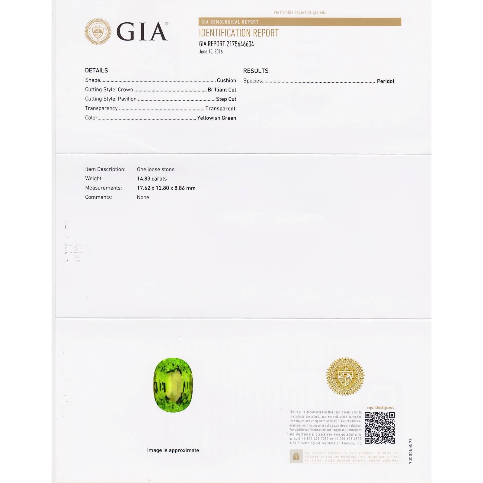 Peter Suchy 14.83 Carat GIA Cert Peridot Diamond Halo Gold Cocktail Ring For Sale 2
