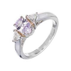 Natural Pink Sapphire Diamond Platinum Engagement Ring 7
