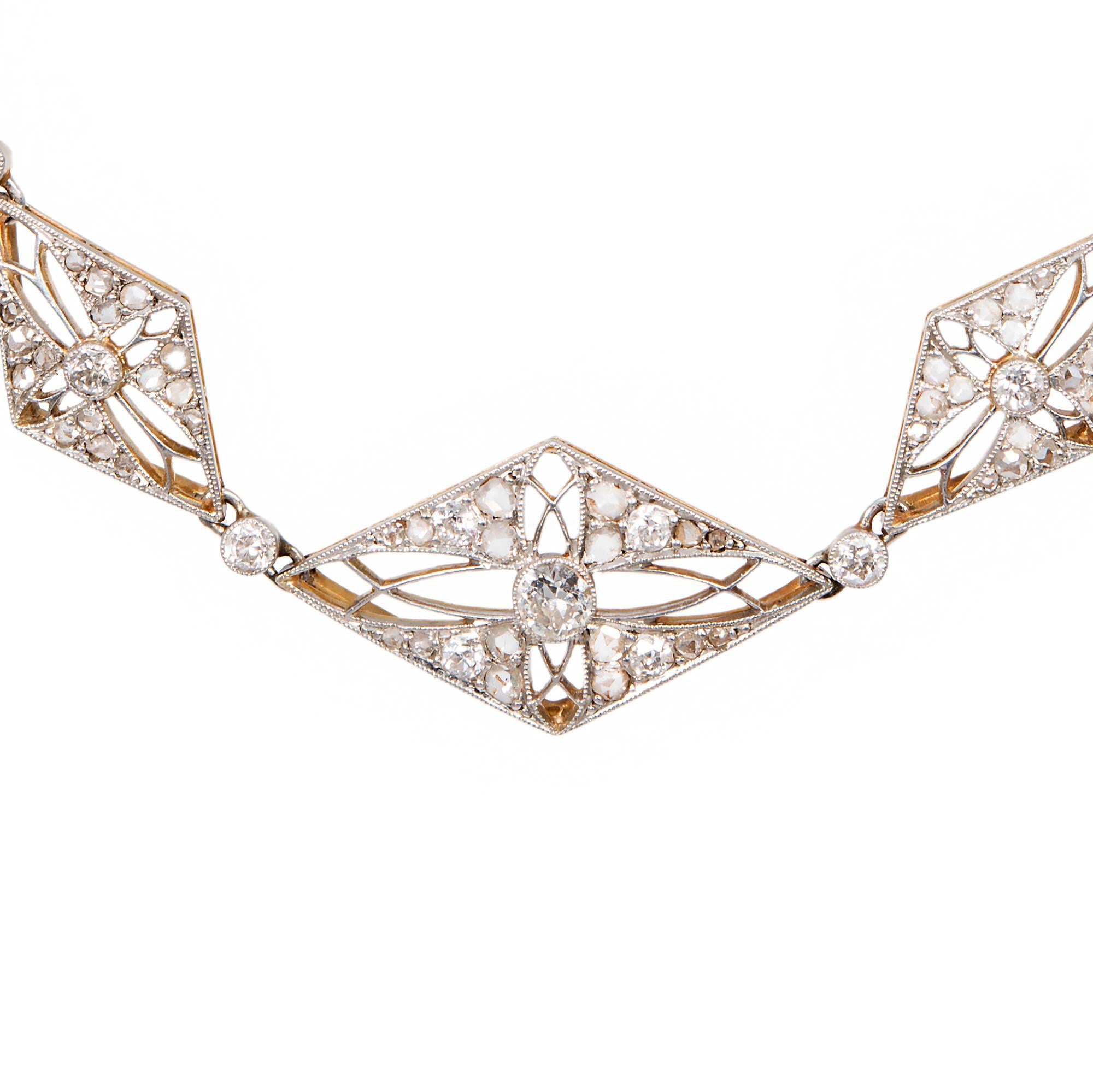 Women's Diamond Gold Platinum Bracelet Necklace