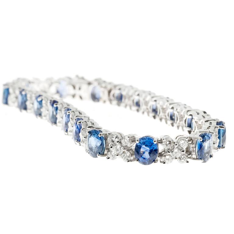 Blue Sapphire Diamond “XO” Design Gold Bracelet at 1stdibs