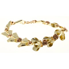 Tiffany & Co. Krementz Two Color Gold Flower Design Bracelet