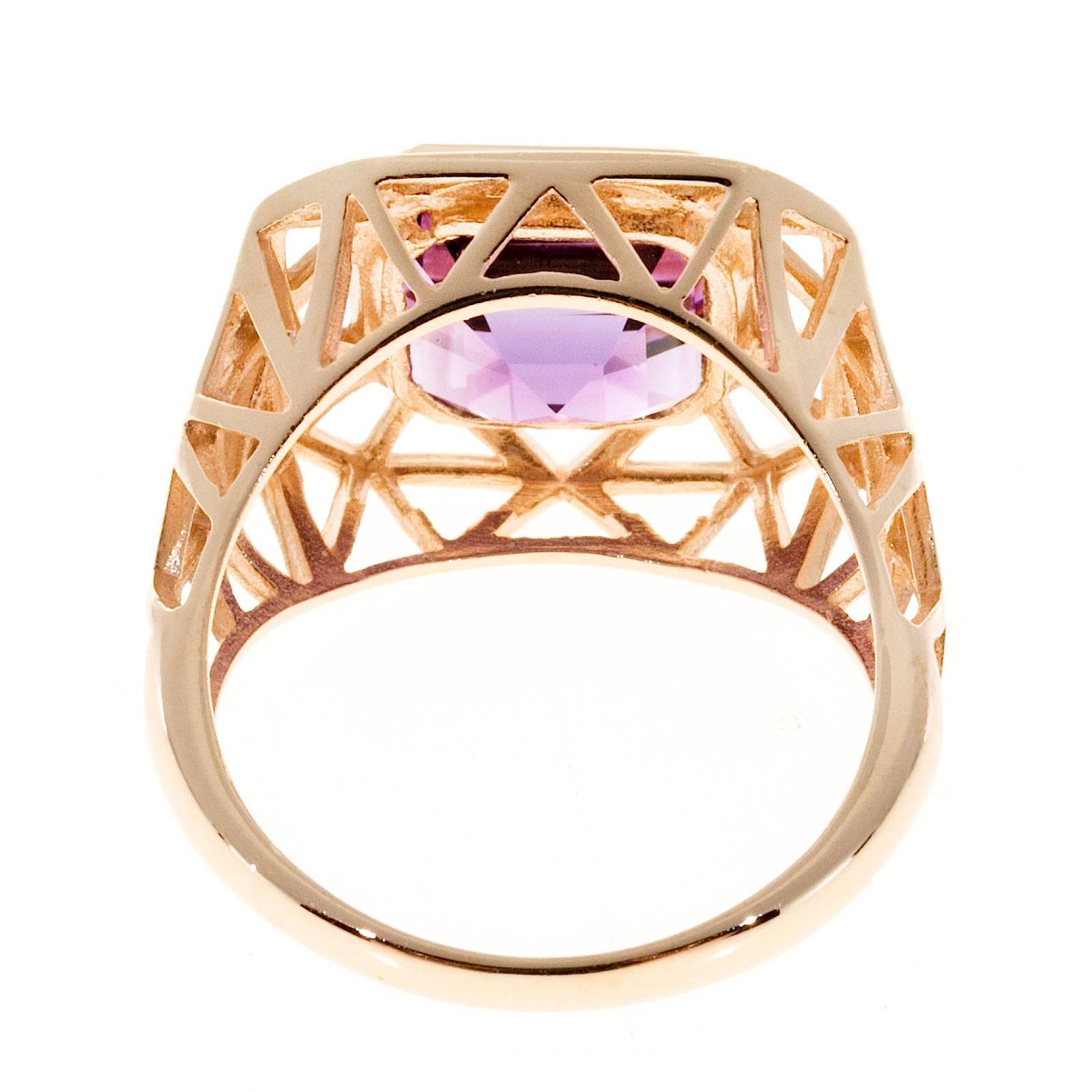 Women's Amethyst Open Work Gold Ring