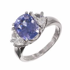 Peter Suchy Violet Sapphire Diamond Platinum Three Stone Engagement Ring 1