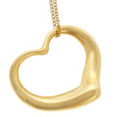 Tiffany & Co. Elsa Peretti Gold Open Heart Pendant Necklace