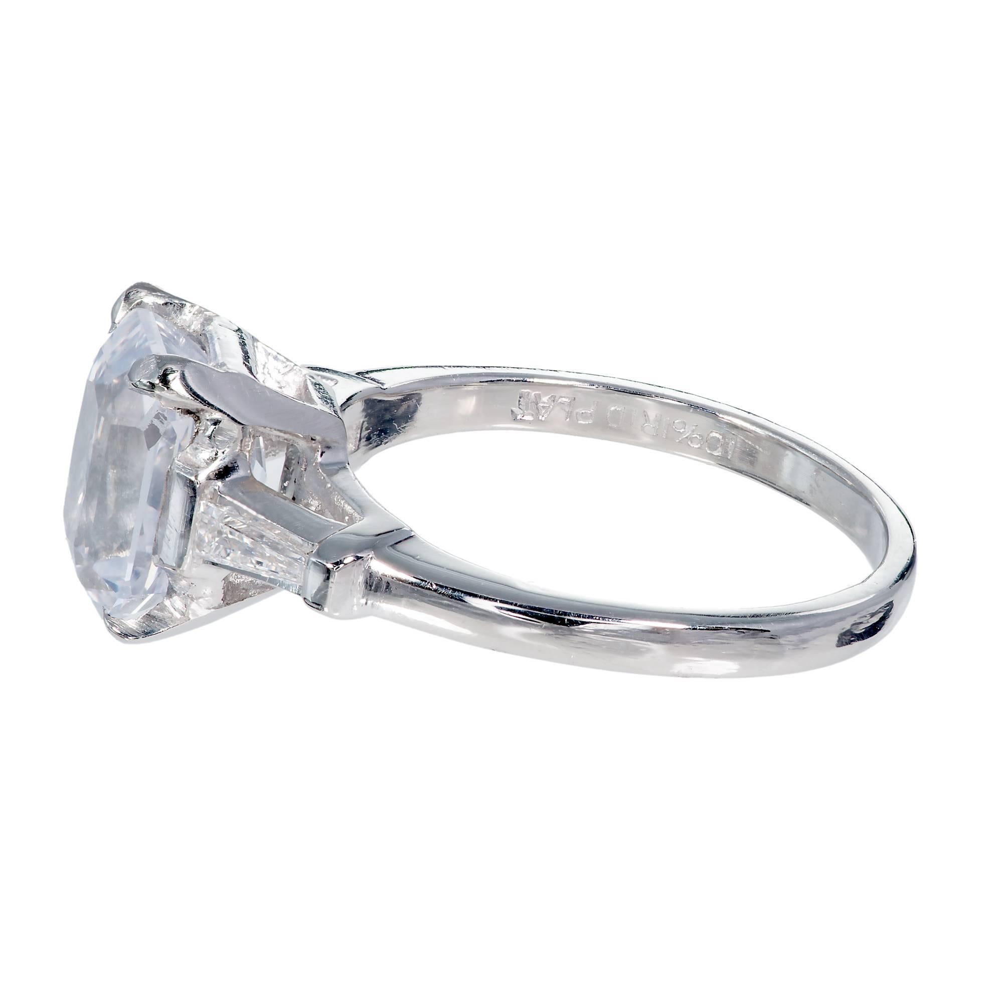 Natural White Sapphire Diamond Platinum Engagement Ring For Sale at ...