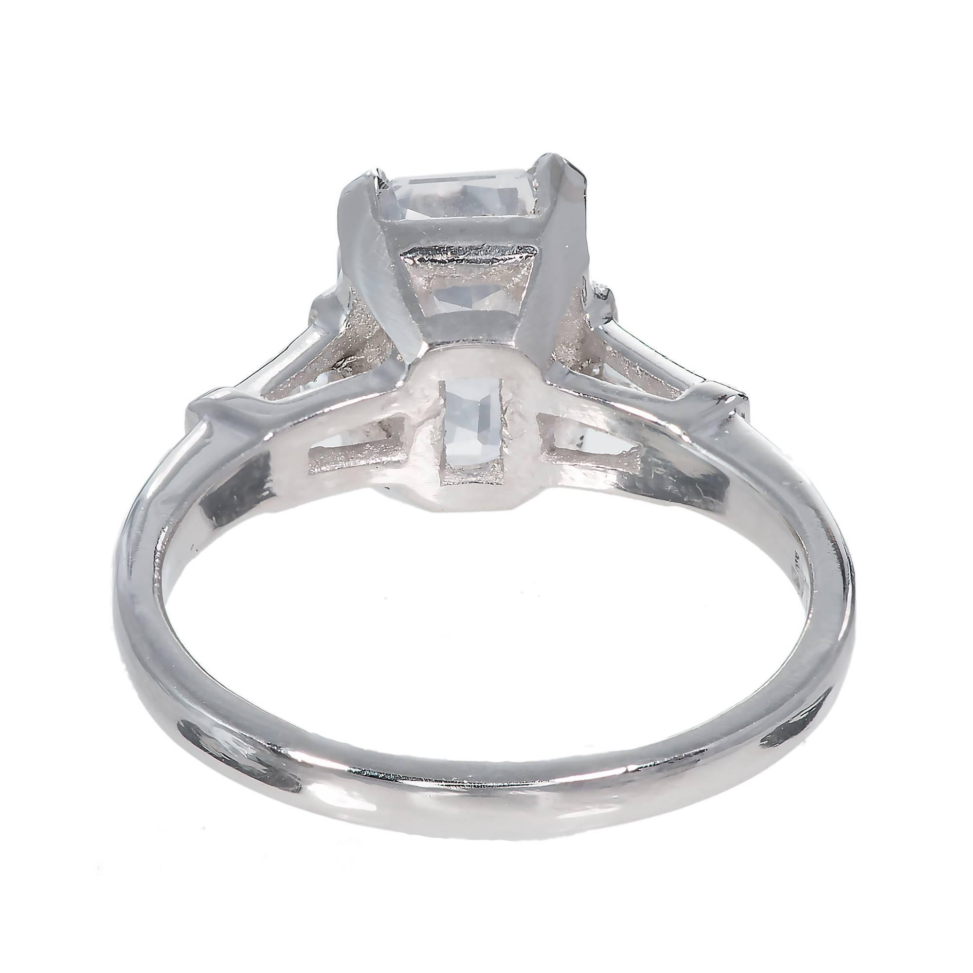 Natural White Sapphire Diamond Platinum Engagement Ring For Sale at ...