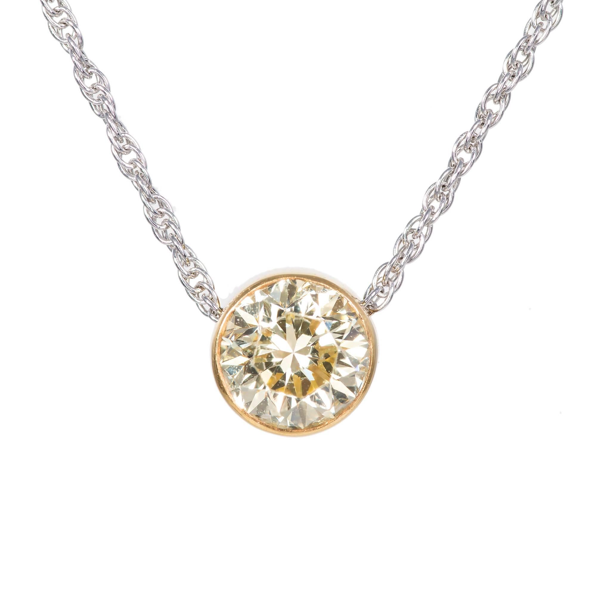 Peter Suchy Fancy Yellow Diamond Platinum Pendant Necklace  For Sale