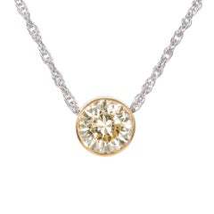Peter Suchy Fancy Yellow Diamond Platinum Pendant Necklace 
