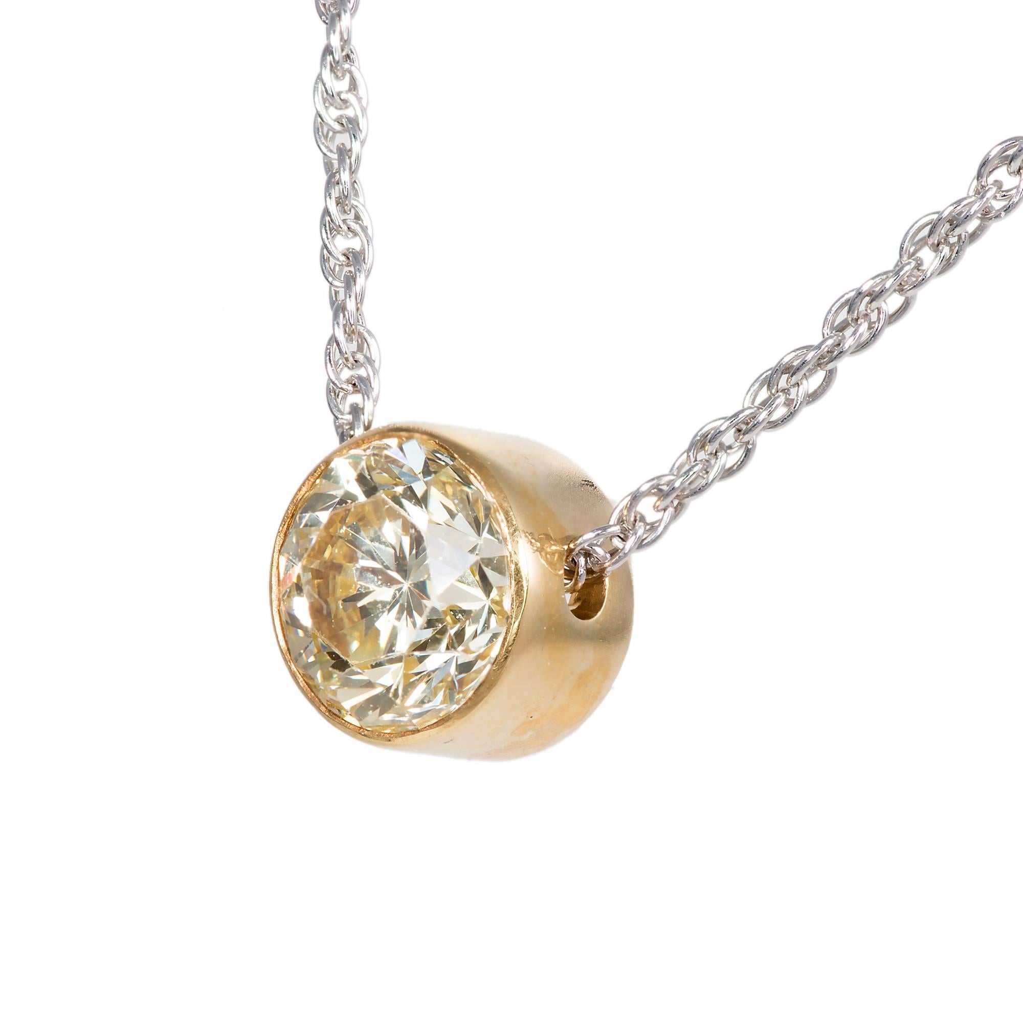 Peter Suchy Fancy Yellow Diamond Platinum Pendant Necklace  In Good Condition For Sale In Stamford, CT