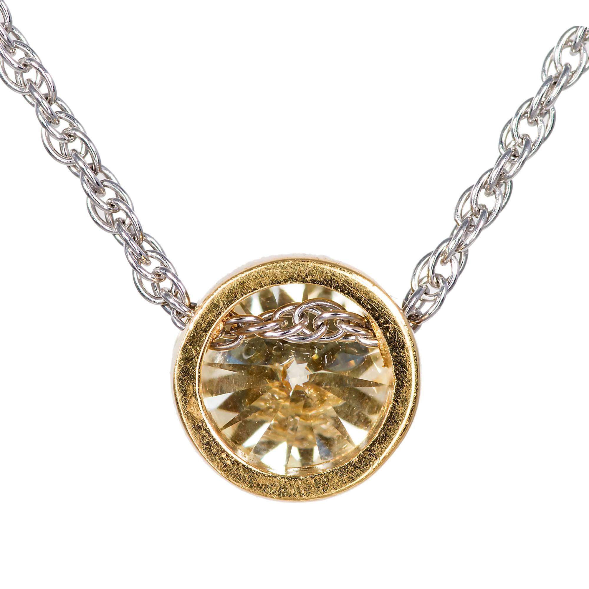Women's Peter Suchy Fancy Yellow Diamond Platinum Pendant Necklace  For Sale