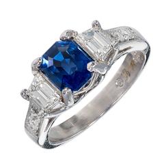 Peter Suchy Cornflower Blue Sapphire Diamond Platinum Engagement Ring