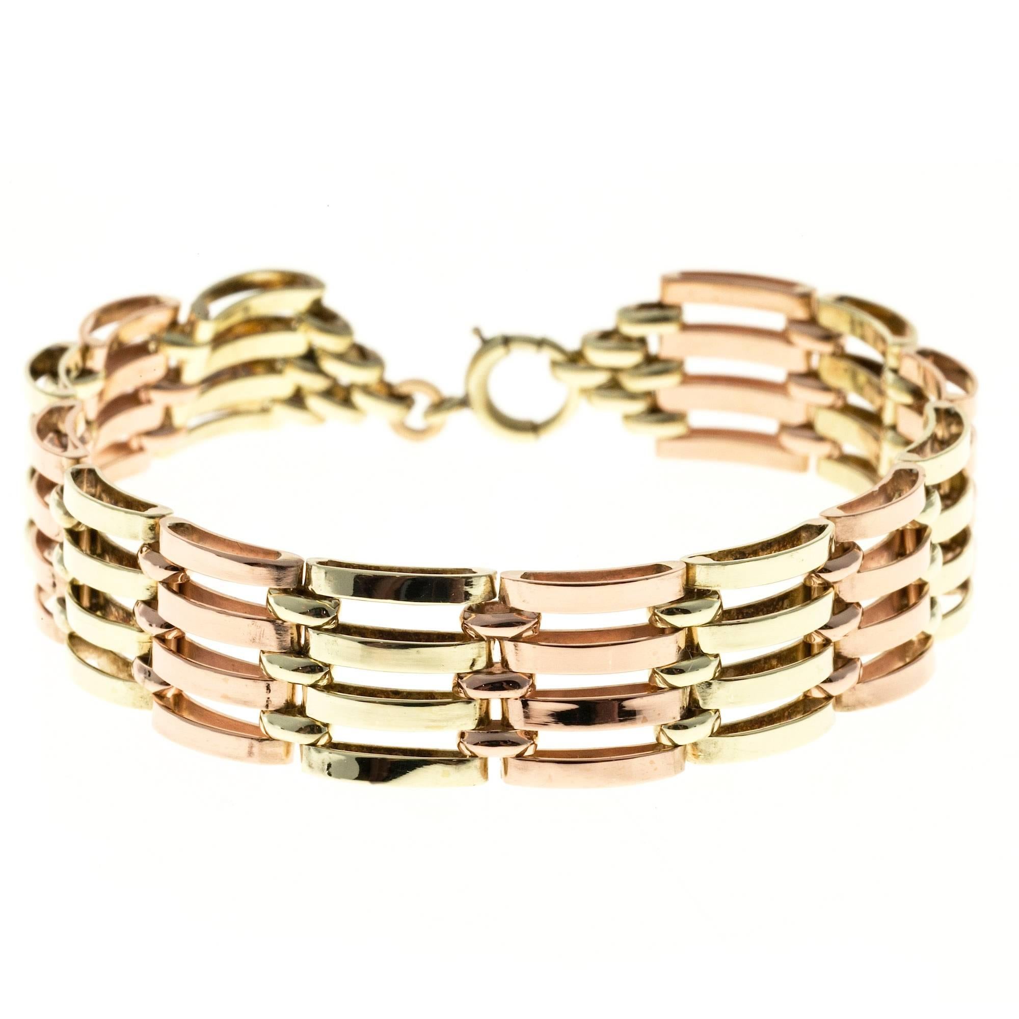 Seven Row Gold Link Bracelet